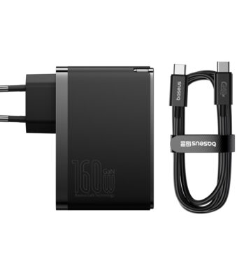 شارژر دیواری 160 وات بیسوس مدل CCGAN160CE به همراه کابل تبدیل USB-C