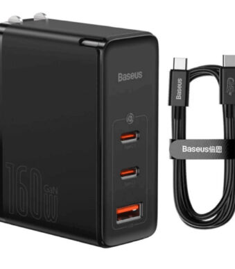شارژر دیواری 160 وات باسئوس مدل GaN5 Pro به همراه کابل تبدیل USB-C